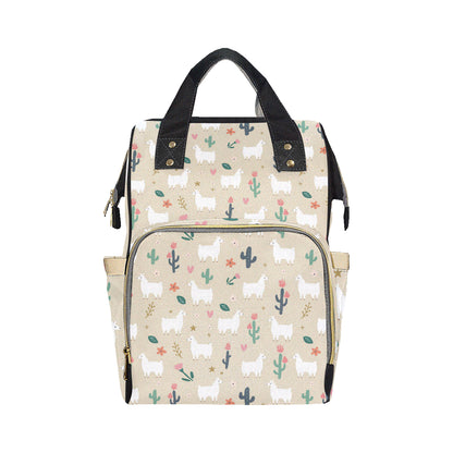 Llama Cactus Pattern Print Design 09 Diaper Bag Backpack