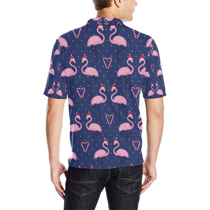 Flamingo Christmas Men Polo Shirt