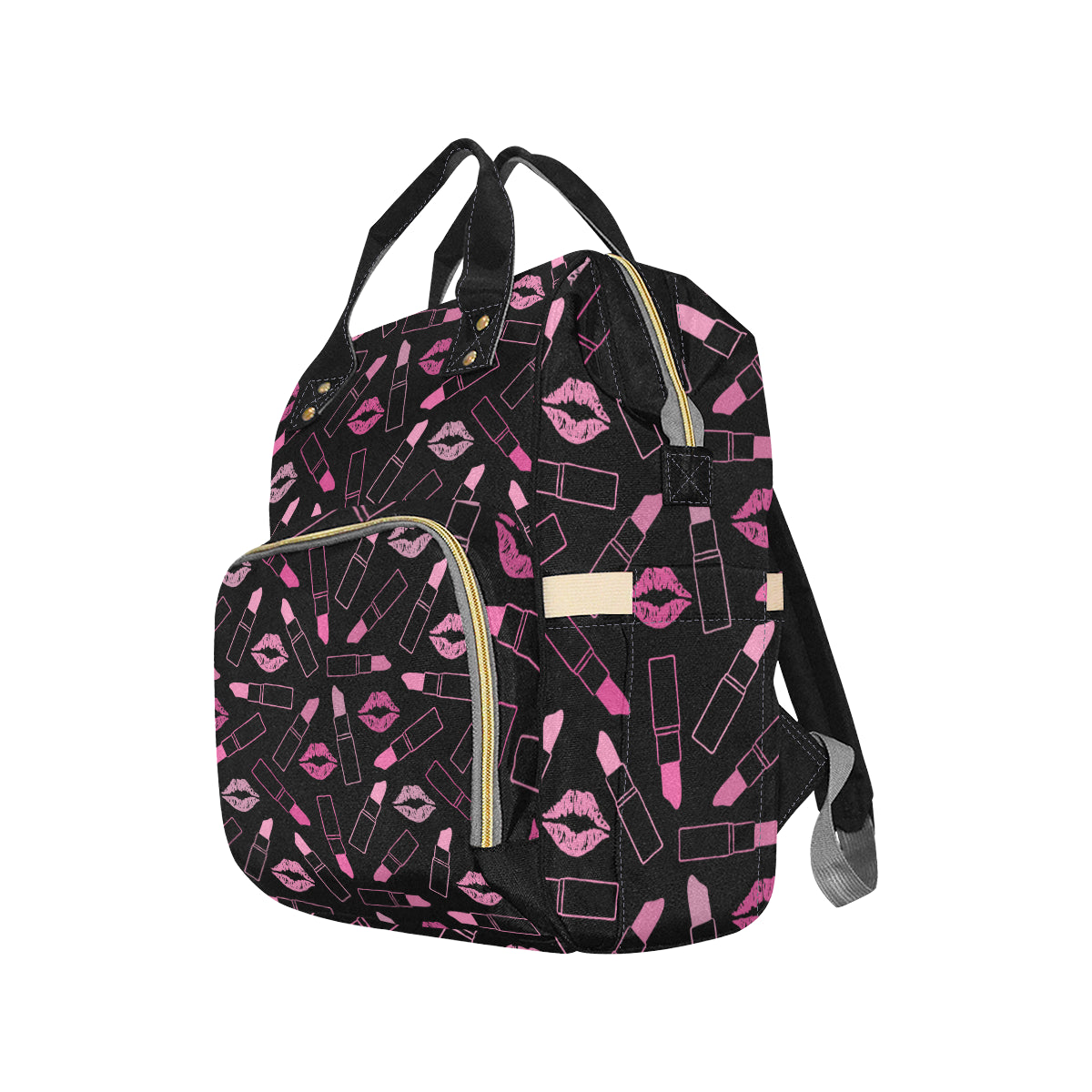 Lipstick Pink Pattern Print Design 01 Diaper Bag Backpack