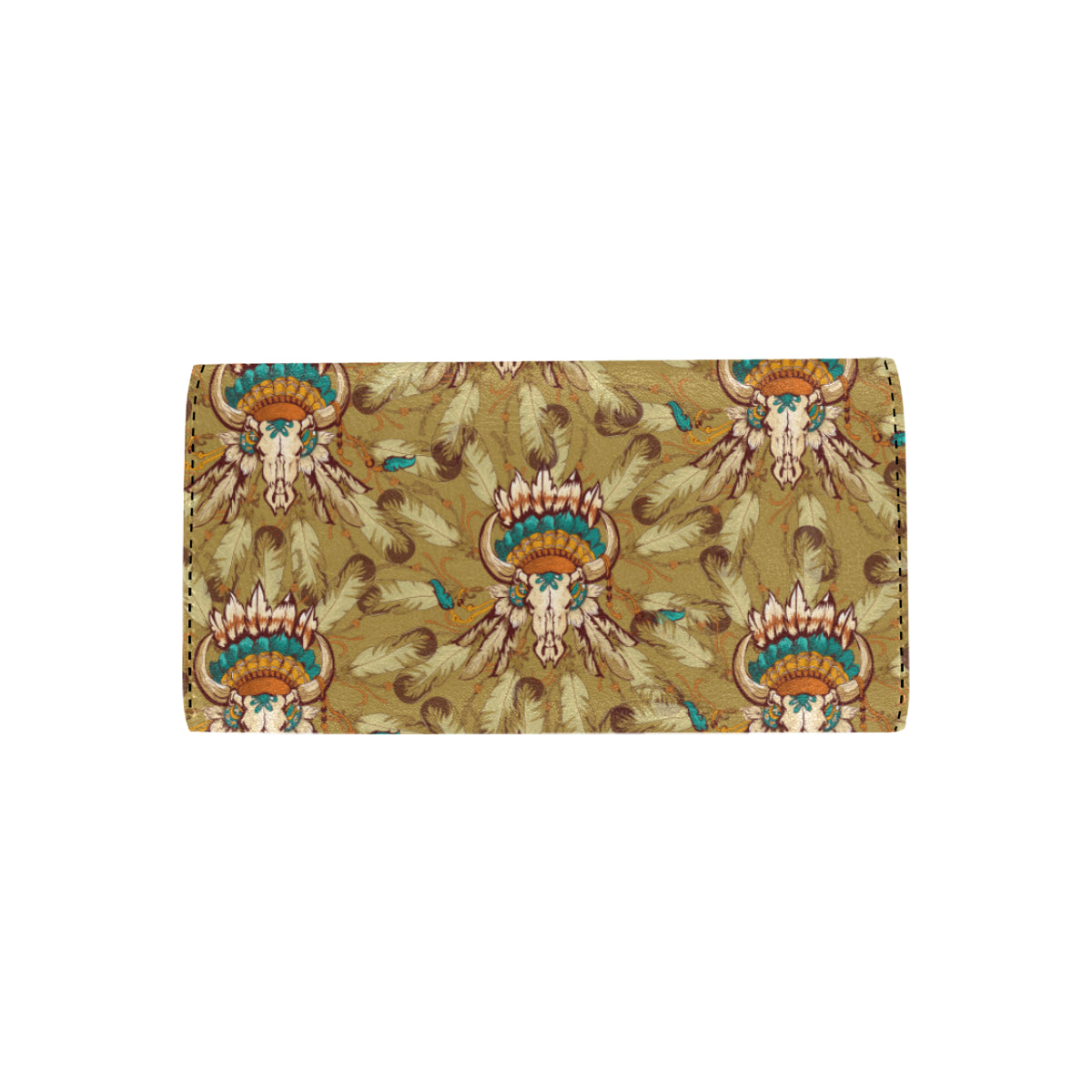 Native Indian Buffalo head Women's Trifold Wallet