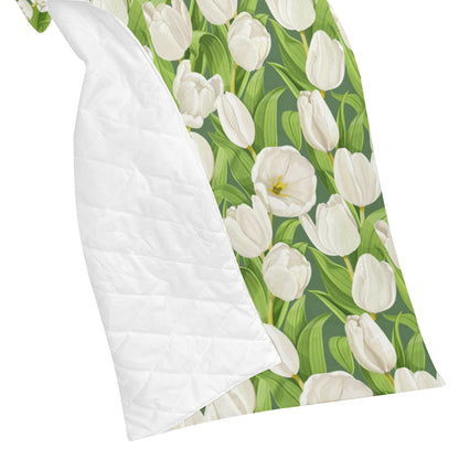 Tulip White Pattern Print Design TP05 Premium Quilt