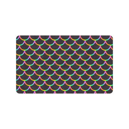 Mermaid Tail Rainbow Design Print Rubber Doormat