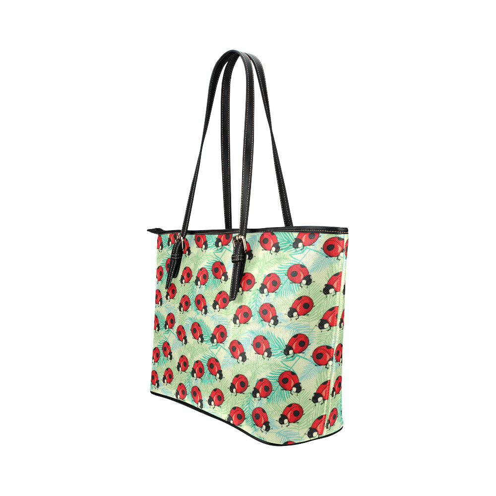 Ladybug Cute Print Pattern Leather Tote Bag
