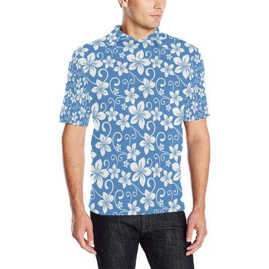 Hibiscus Pattern Print Design HB09 Men Polo Shirt