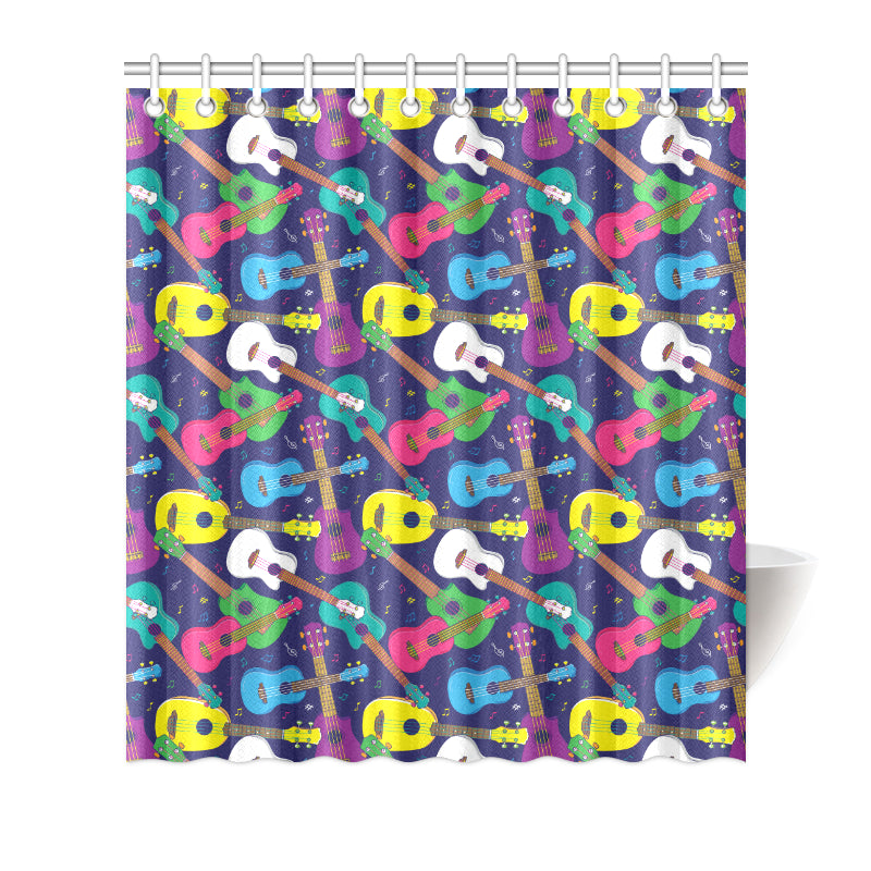 Ukulele Pattern Print Design 02 Shower Curtain