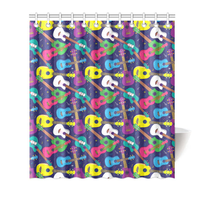 Ukulele Pattern Print Design 02 Shower Curtain