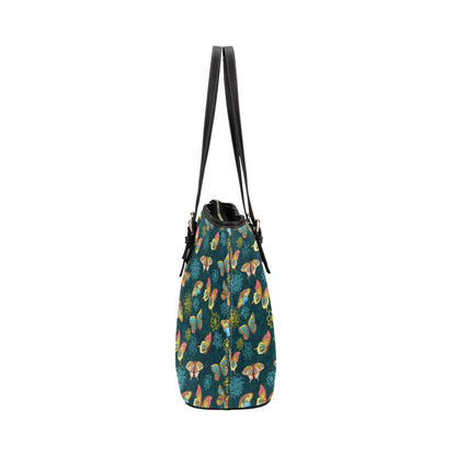 Butterfly Hand Draw Print Pattern Leather Tote Bag