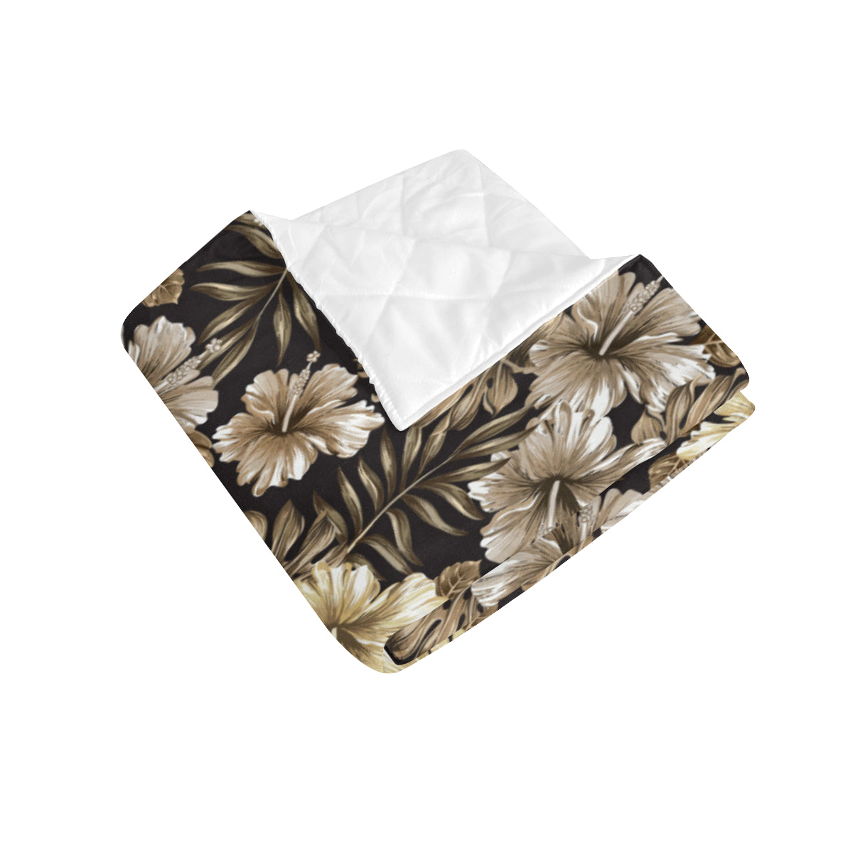 Brown Hibiscus Tropical Premium Quilt