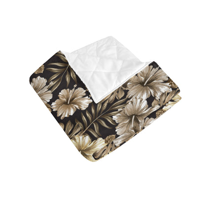 Brown Hibiscus Tropical Premium Quilt