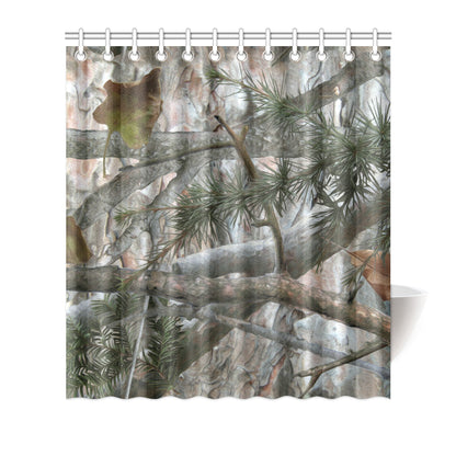 Camo Realistic Tree Forest Pattern Shower Curtain