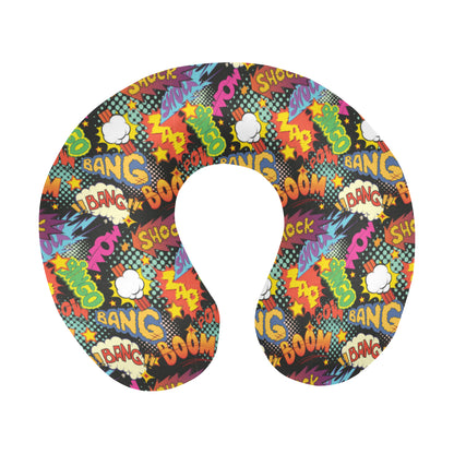 Comic Book Pattern Print Design 01 U-Shaped Travel Neck Pillow