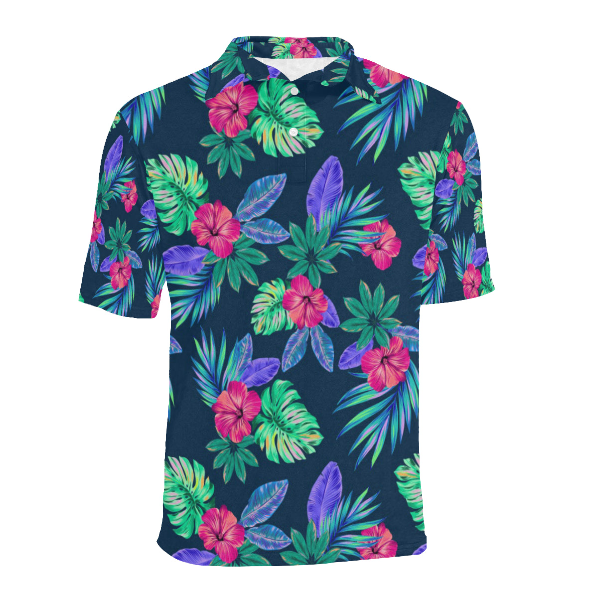 Tropical Flower Pattern Print Design TF09 Men Polo Shirt