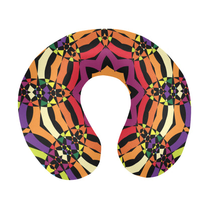 Kaleidoscope Pattern Print Design 01 U-Shaped Travel Neck Pillow