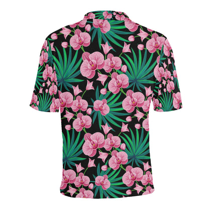 Orchid Pink Pattern Print Design OR06 Men Polo Shirt