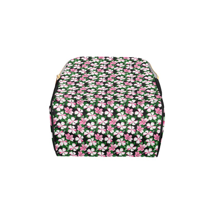 Hibiscus Pink Flower Hawaiian Print Diaper Bag Backpack