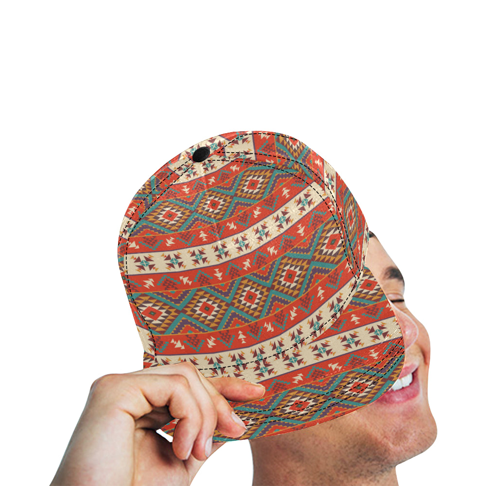 Aztec Red Print Pattern Snapback Cap