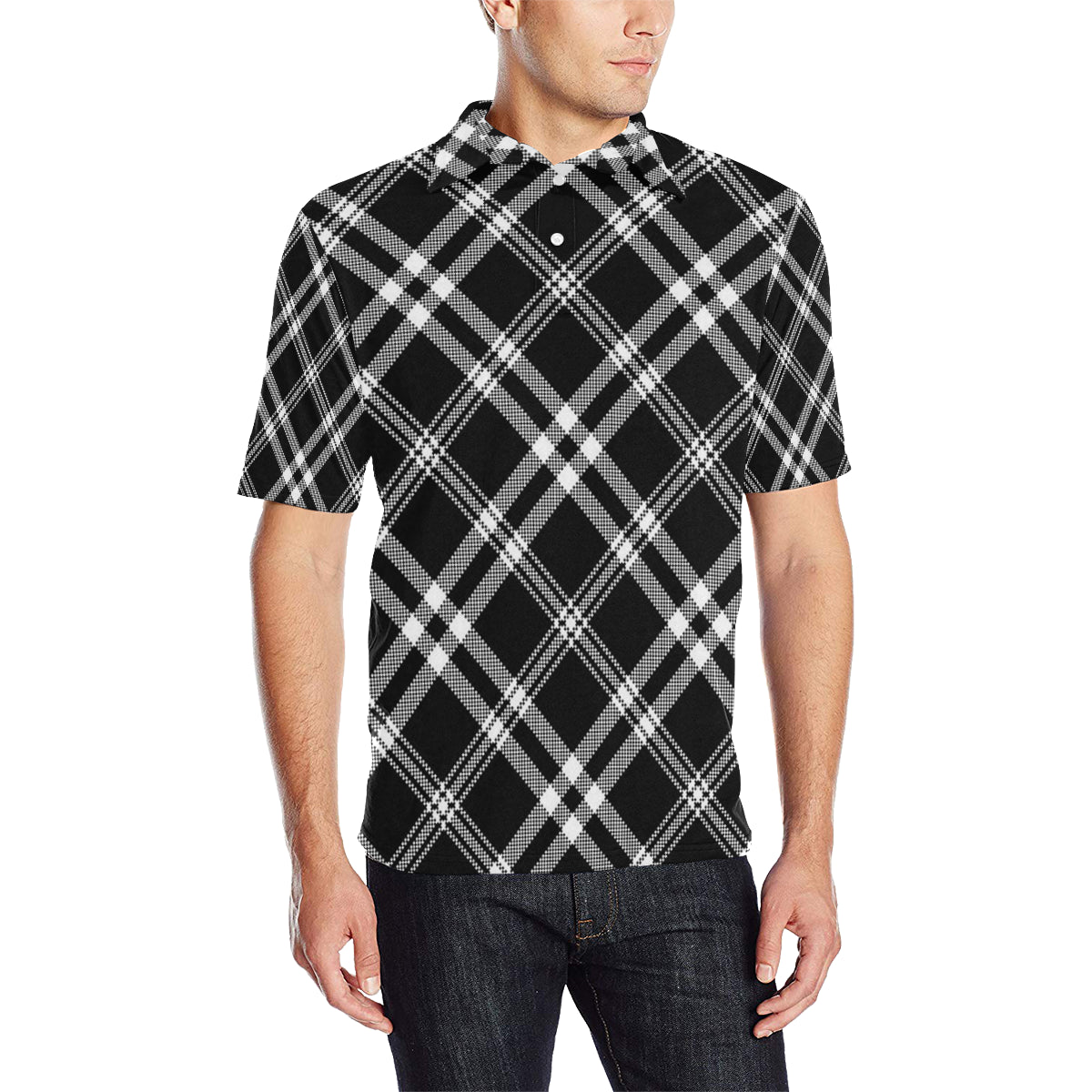 Madras Pattern Print Design 03 Men Polo Shirt