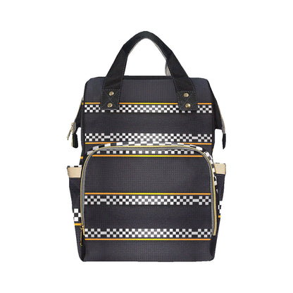 Checkered Flag Yellow Line Style Diaper Bag Backpack