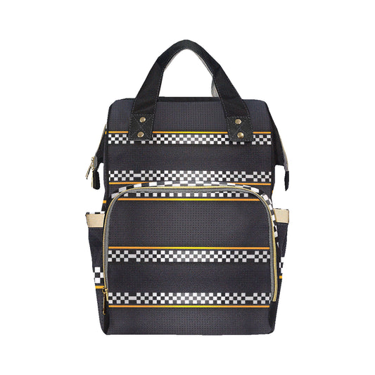 Checkered Flag Yellow Line Style Diaper Bag Backpack