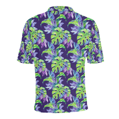 Tropical Flower Pattern Print Design TF019 Men Polo Shirt