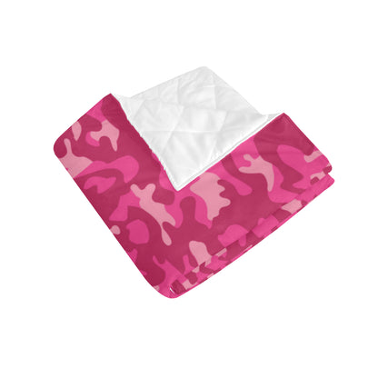 Camo Pink Pattern Print Design 01 Premium Quilt