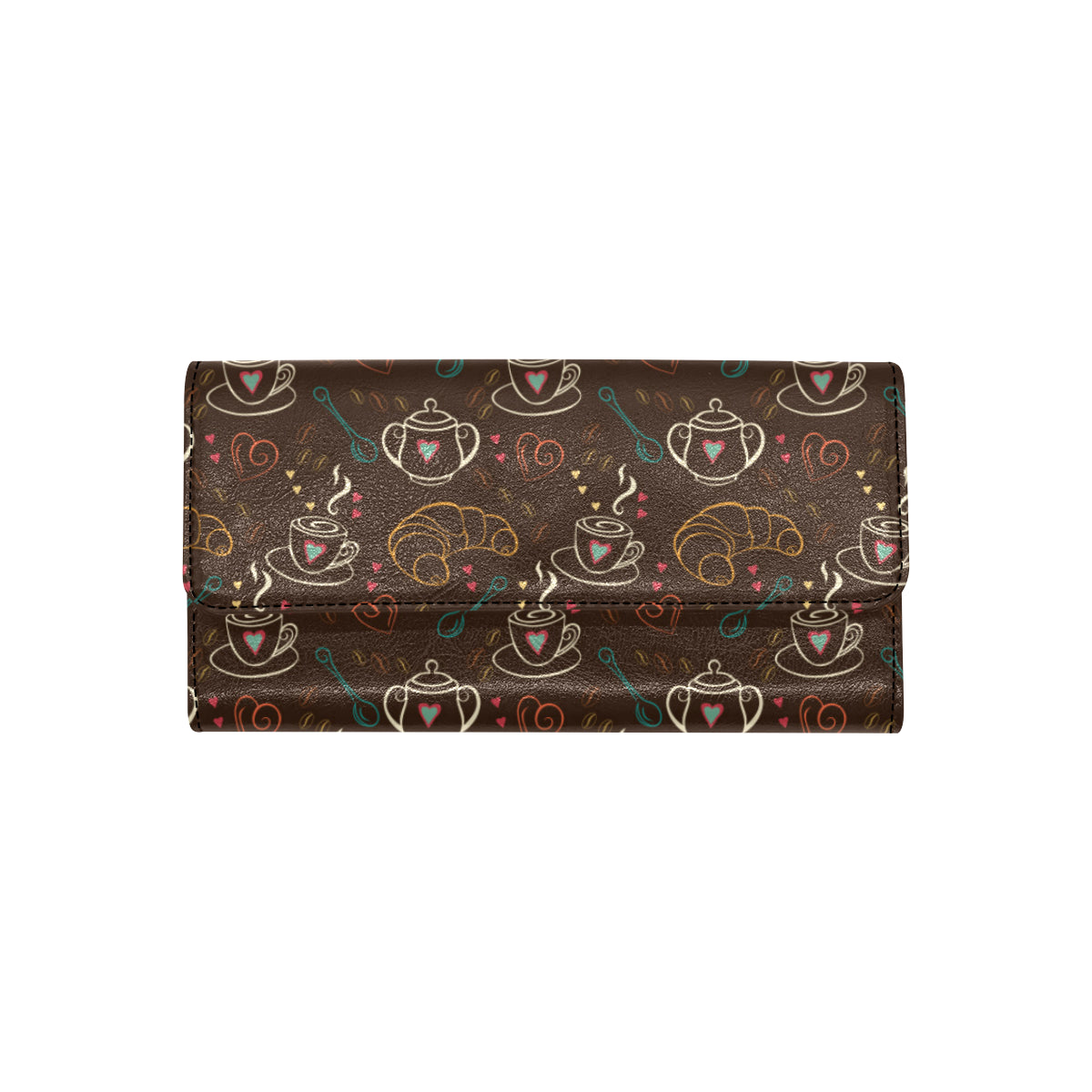 Coffee Pattern Print Design 06 Women's Trifold Wallet
