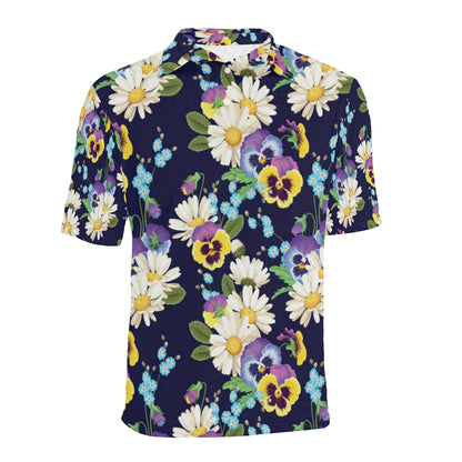 Pansy Pattern Print Design PS03 Men Polo Shirt