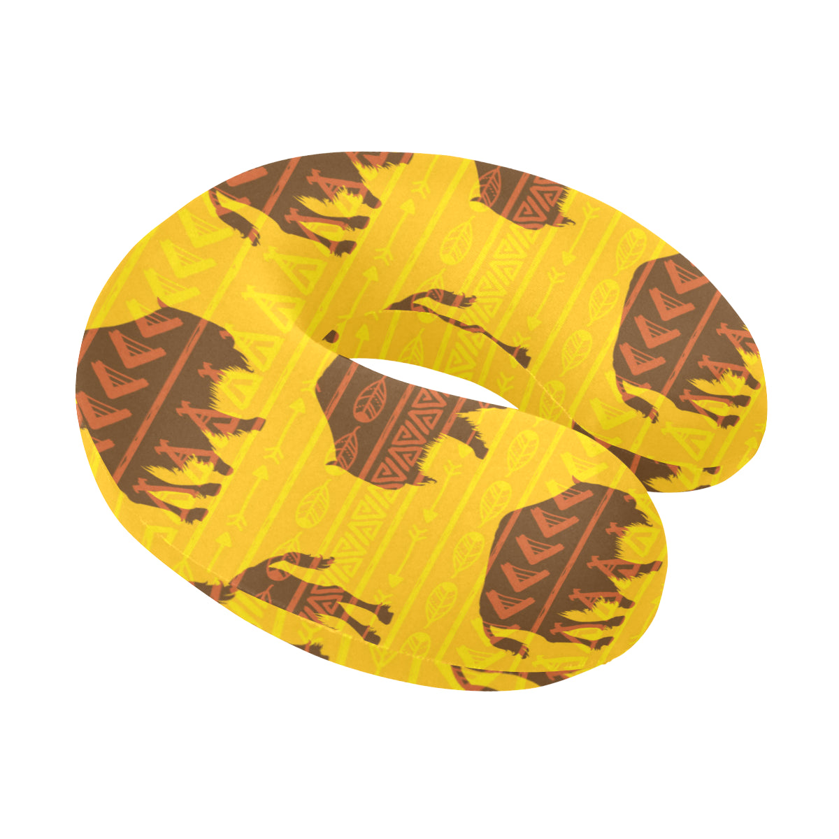 Bison Native Pattern Print Design 01 U-Shaped Travel Neck Pillow