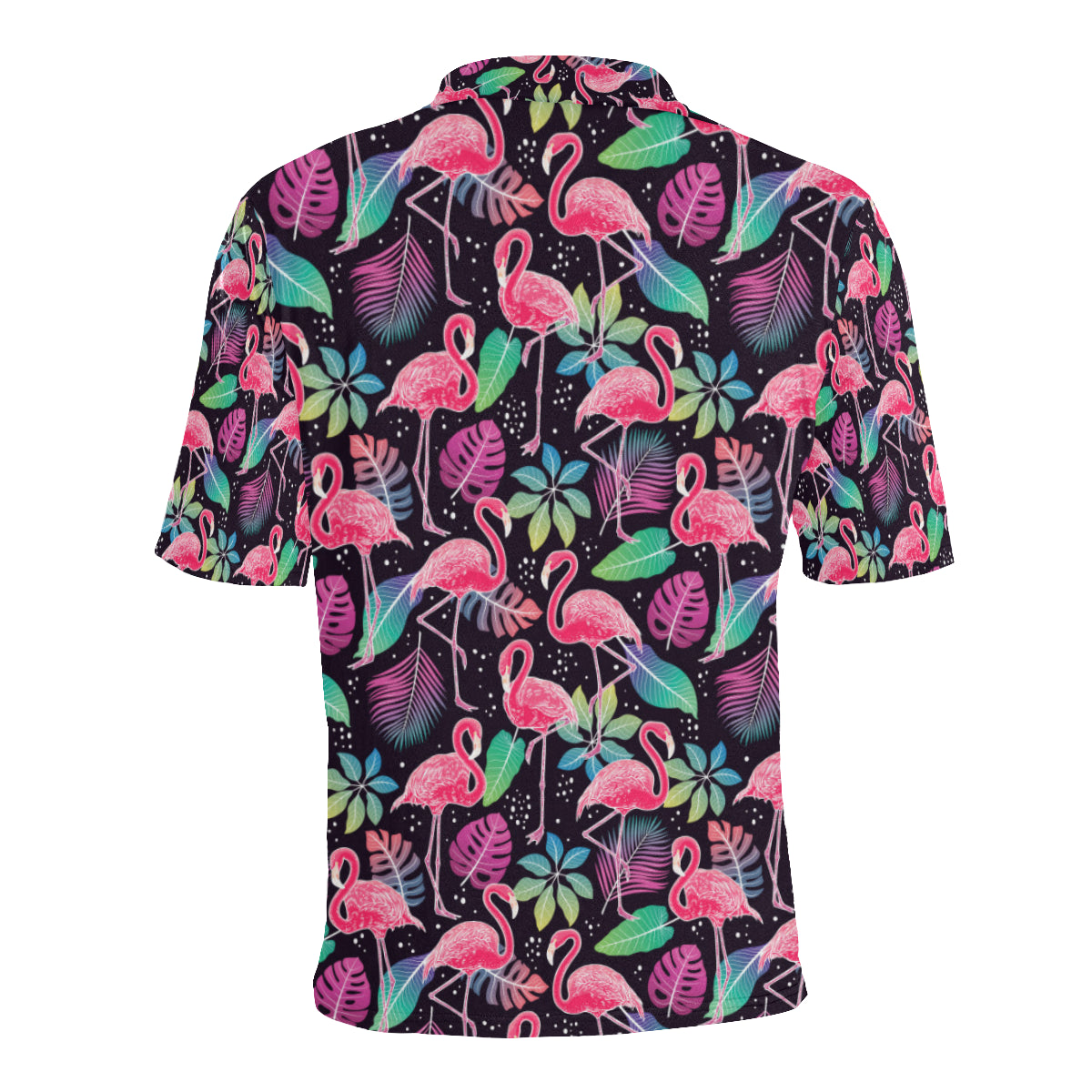 Flamingo Tropical leaves Neon Print Men Polo Shirt