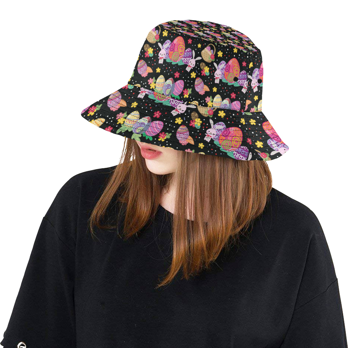 Easter Eggs Pattern Print Design RB06 Unisex Bucket Hat
