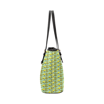 Trumpet Vintage Design Print Leather Tote Bag