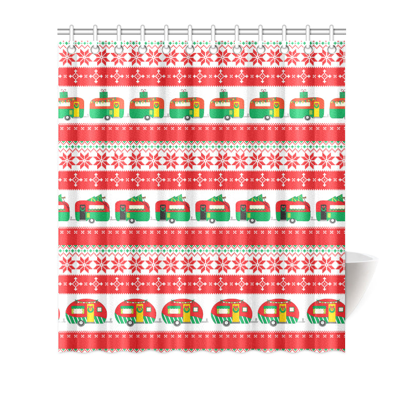 Camper Camping Ugly Christmas Design Print Shower Curtain