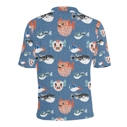 Fugu Pattern Print Design 02 Men Polo Shirt