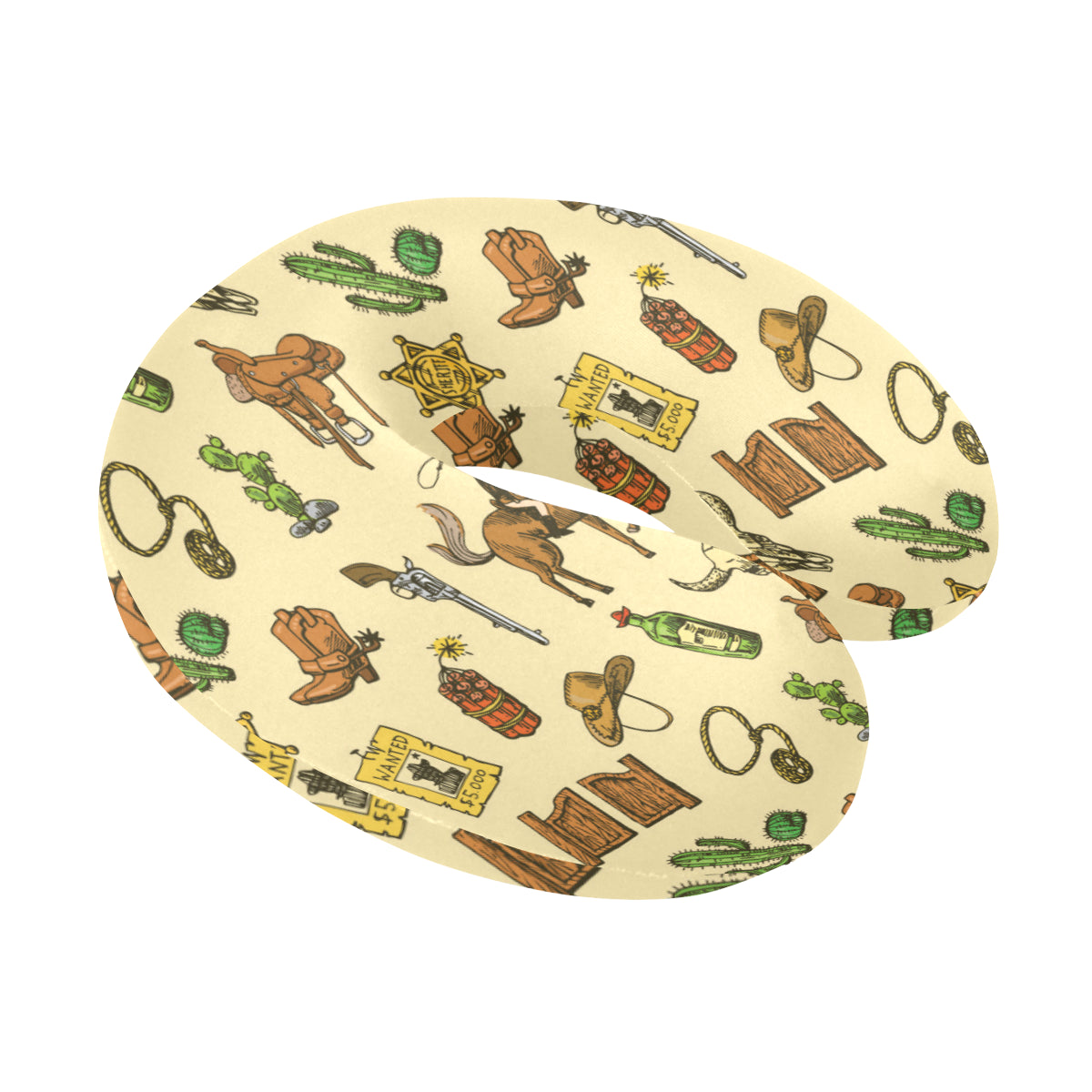 Cowboy Pattern Print Design 04 U-Shaped Travel Neck Pillow