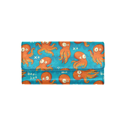Octopus Pattern Print Design A02 Women's Trifold Wallet