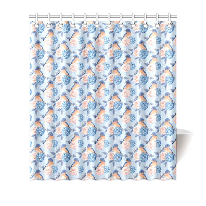 Bluebird Pattern Print Design 01 Shower Curtain