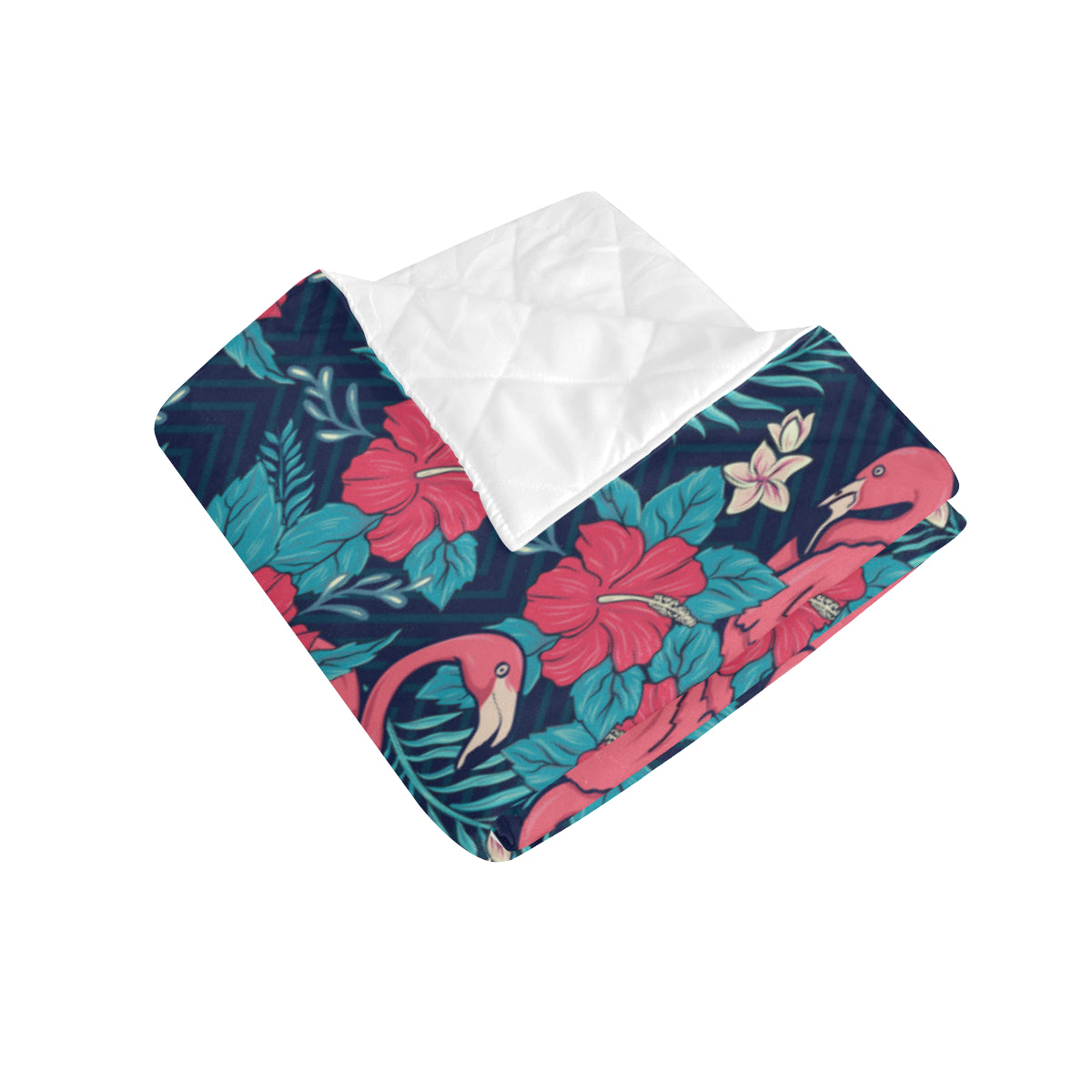 Flamingo Red Hibiscus  Pattern Premium Quilt