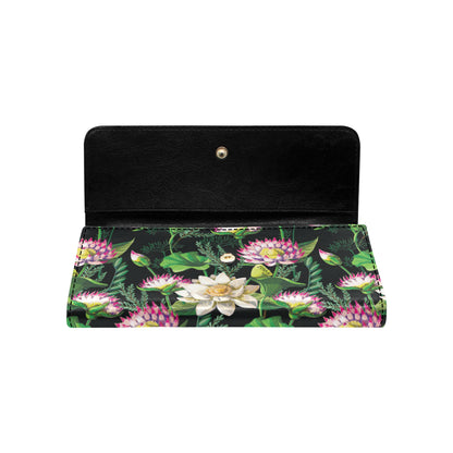 Water Lily Pattern Print Design WL010 Women's Trifold Wallet