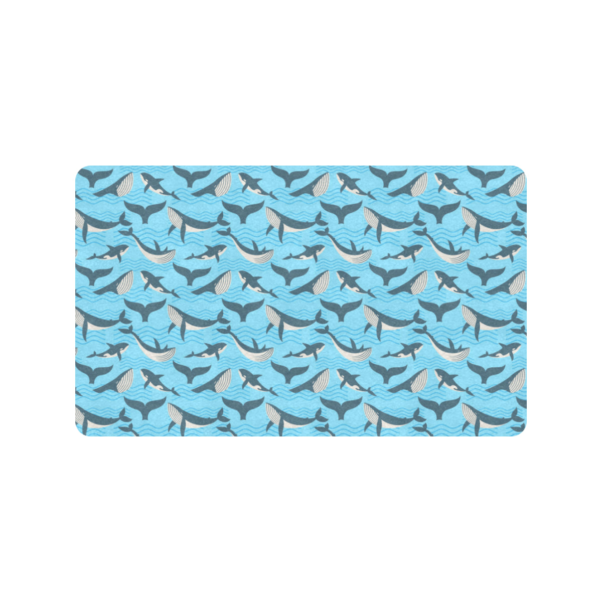 Whale Pattern Design Themed Print Rubber Doormat