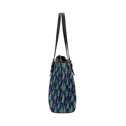 Peacock Art Design Print Leather Tote Bag