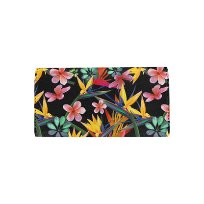 Tropical Flower Pattern Print Design TF015 Women's Trifold Wallet