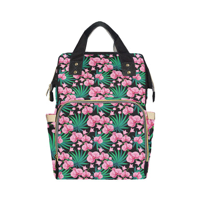 Orchid Pink Pattern Print Design OR06 Diaper Bag Backpack