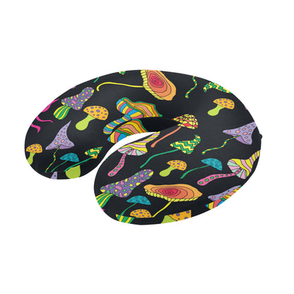 Psychedelic Mushroom Pattern Print Design A02 U-Shaped Travel Neck Pillow