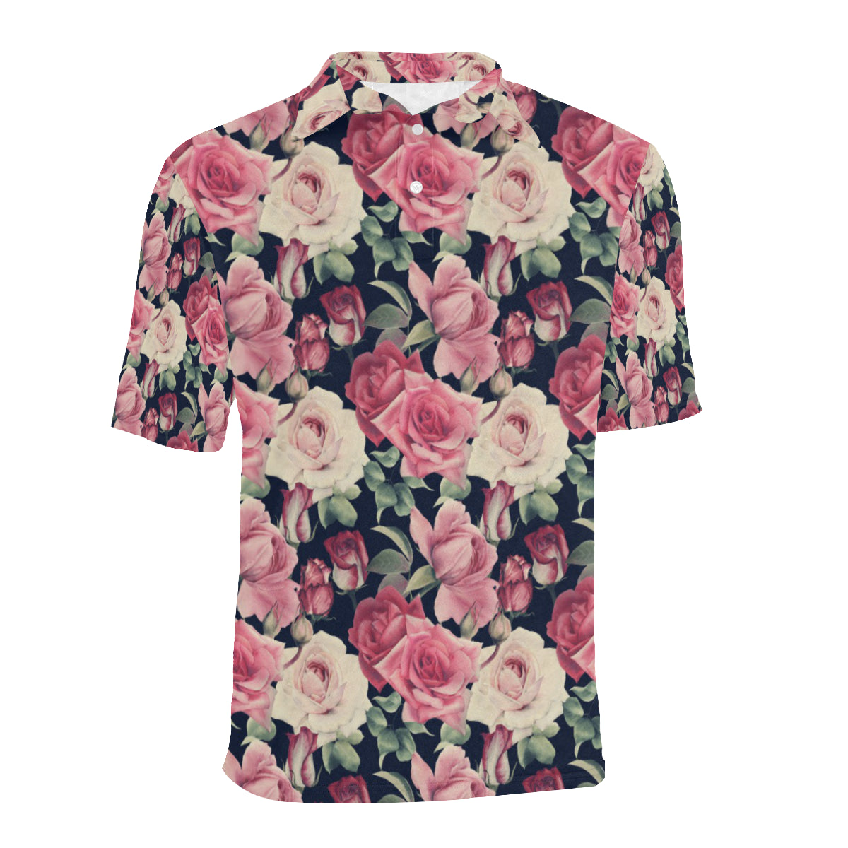 Rose Pattern Print Design RO05 Men Polo Shirt