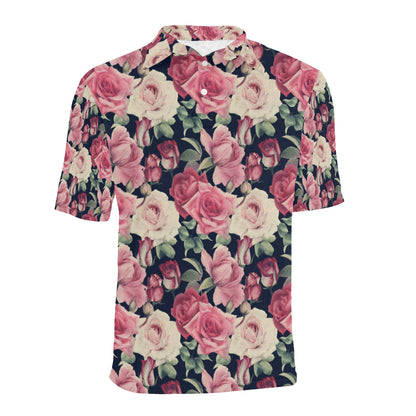Rose Pattern Print Design RO05 Men Polo Shirt