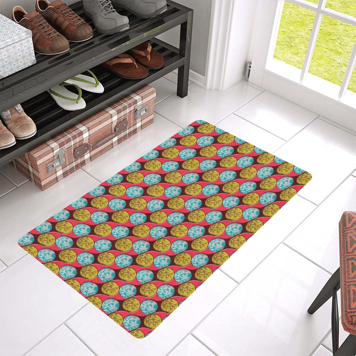 African Fashion Print Pattern Rubber Doormat