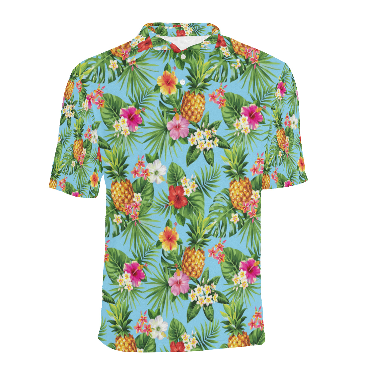 Pineapple Hawaiian flower Tropical Men Polo Shirt