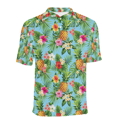 Pineapple Hawaiian flower Tropical Men Polo Shirt