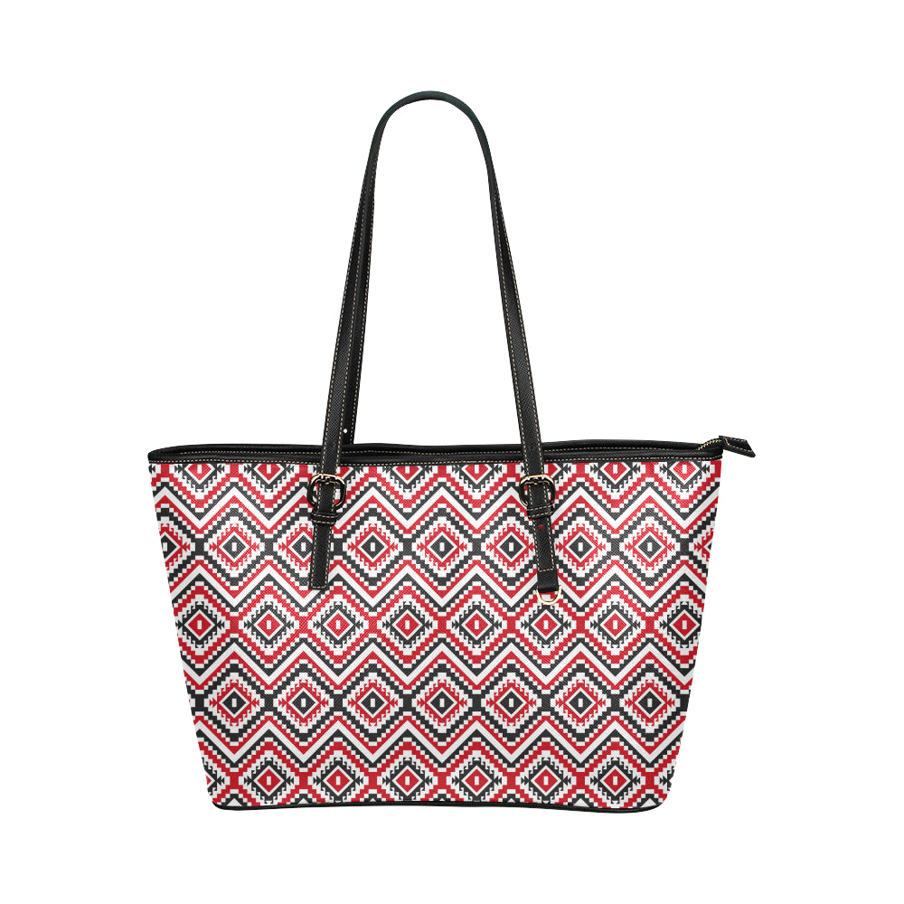Native American Themed Tribal Print Leather Tote Bag
