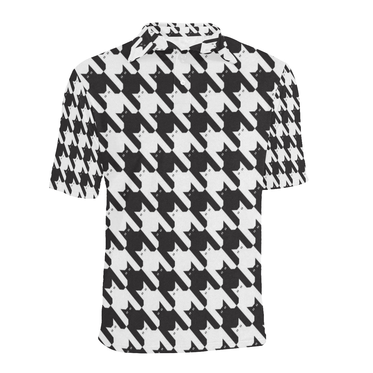 Cat HoundstoothPattern Print Design 01 Men Polo Shirt